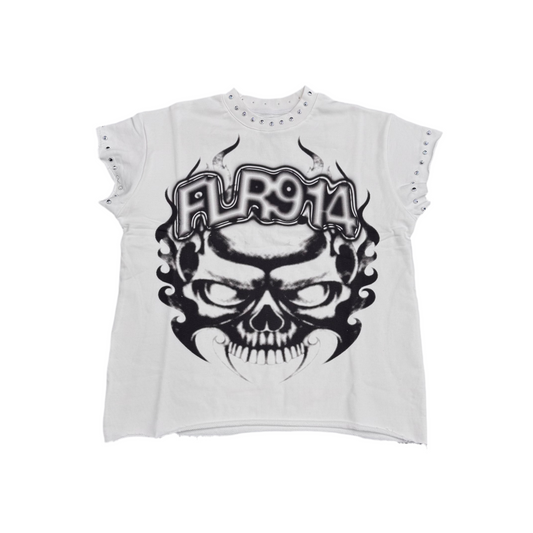 Floor 914 Demon Teeth White Cut Off Tee