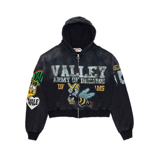 Vale Forever ‘Army Bee’ Zip Up Hoodie Black