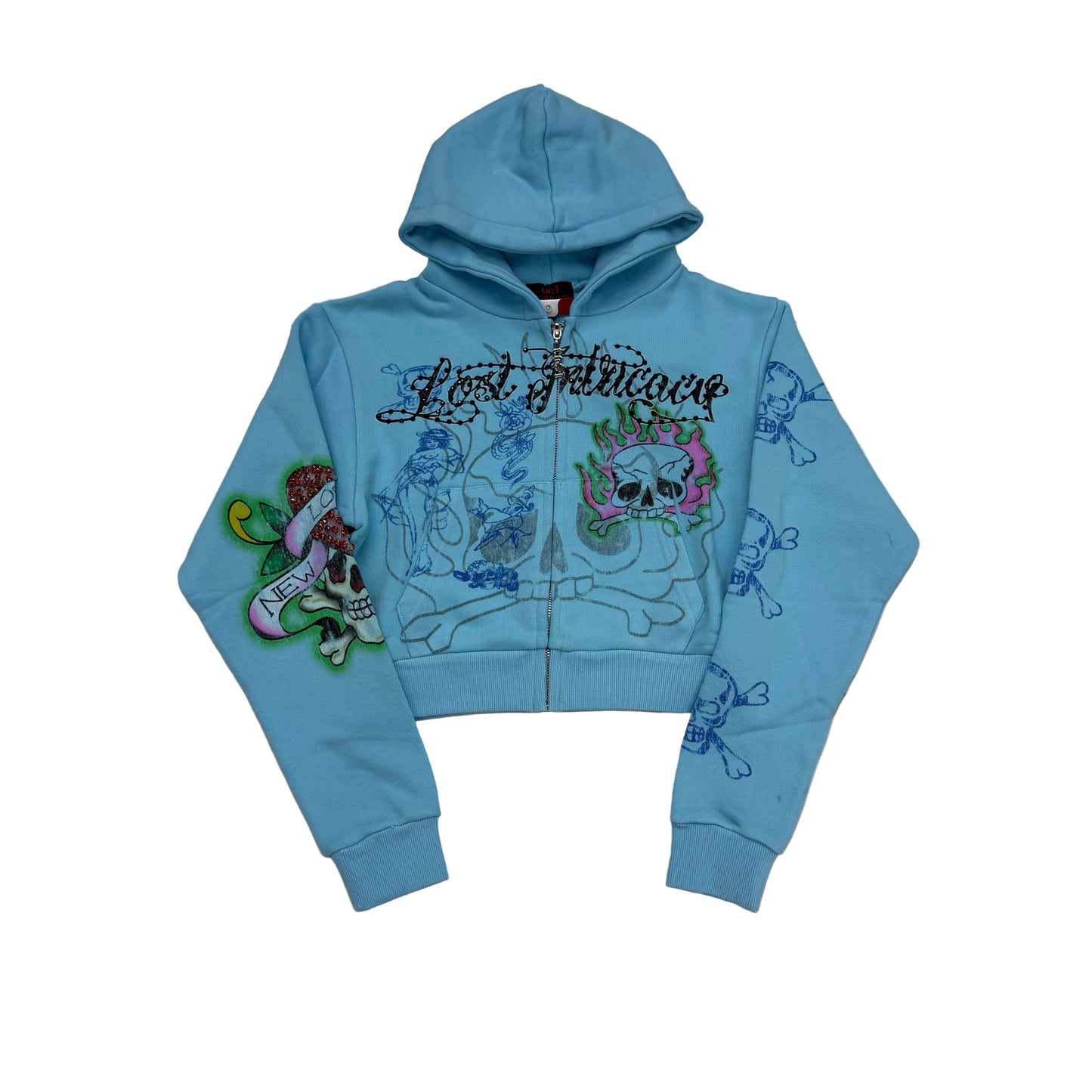 Lost Intricacy Light Blue Ed Hardy Zip Up Women’s Hoodie