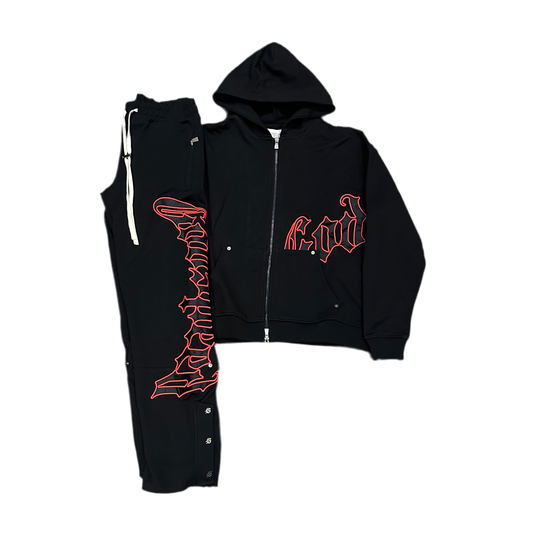 Godspeed Sweatsuit OG Logo V2- Black/ Red