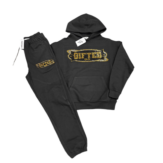 Gifted Rhinestone Sweatsuit Gold