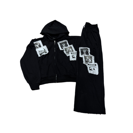 Fraternal ‘WATTBA’ Patch Sweatsuit Black