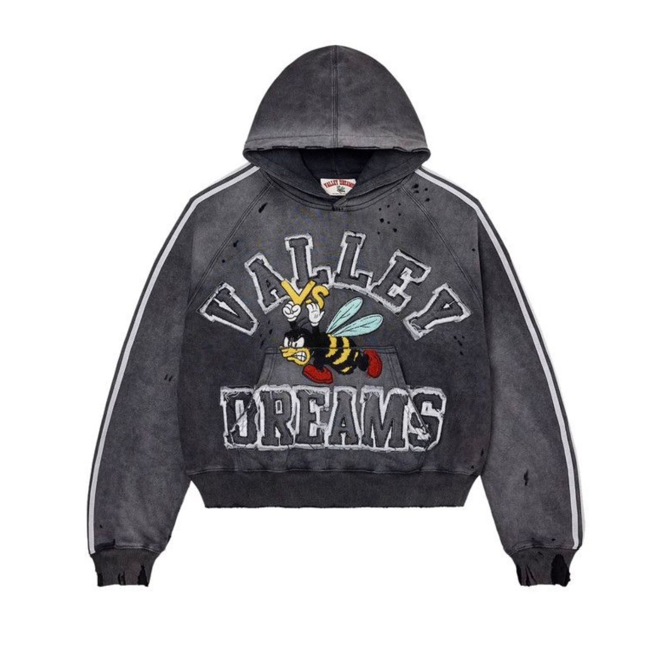 Vale Forever ‘Anthem Bee’ Pull Over Hoodie Black White