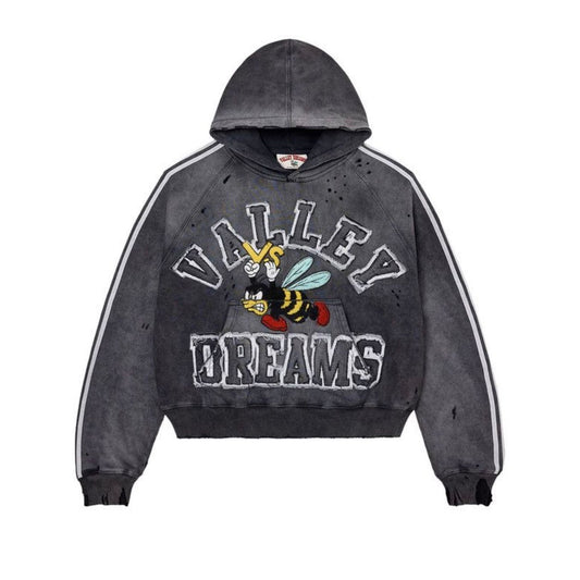 Vale Forever ‘Anthem Bee’ Pull Over Hoodie Black White