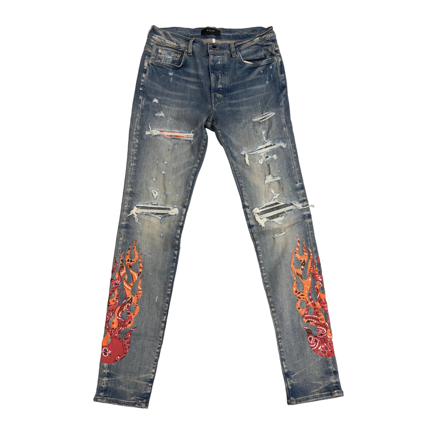 Mike Amiri ‘Bandana Flame’ Jeans Orange