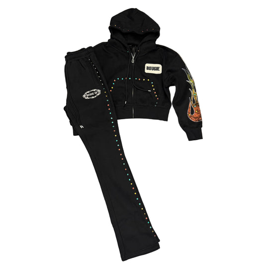 Bougie Rhinestone Women Sets Black