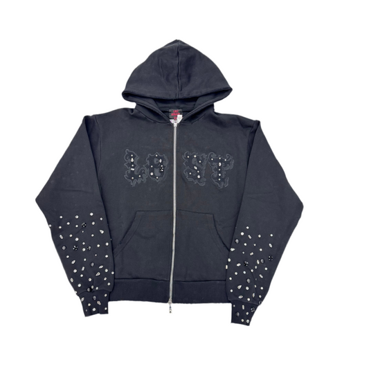 Lost Intricacy Black Patch Zip-Up Hoodie