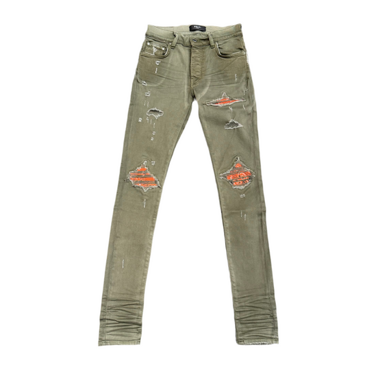 Mike Amiri Jeans MX1 Bandana Military Green/ Orange