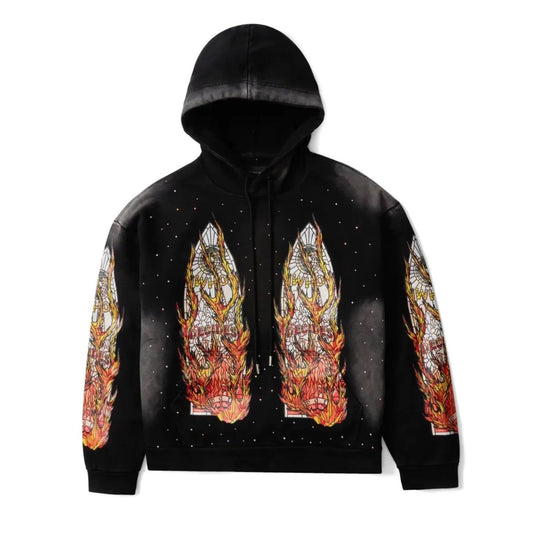 Who Decides War ‘Flame Rhinestone’ Hoodie Black