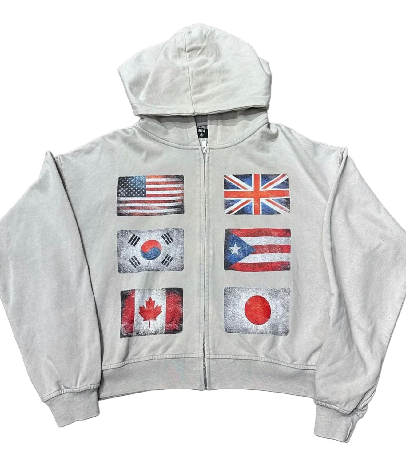 Floor 914 ‘Flag Force’ Hoodie Zip Up Grey