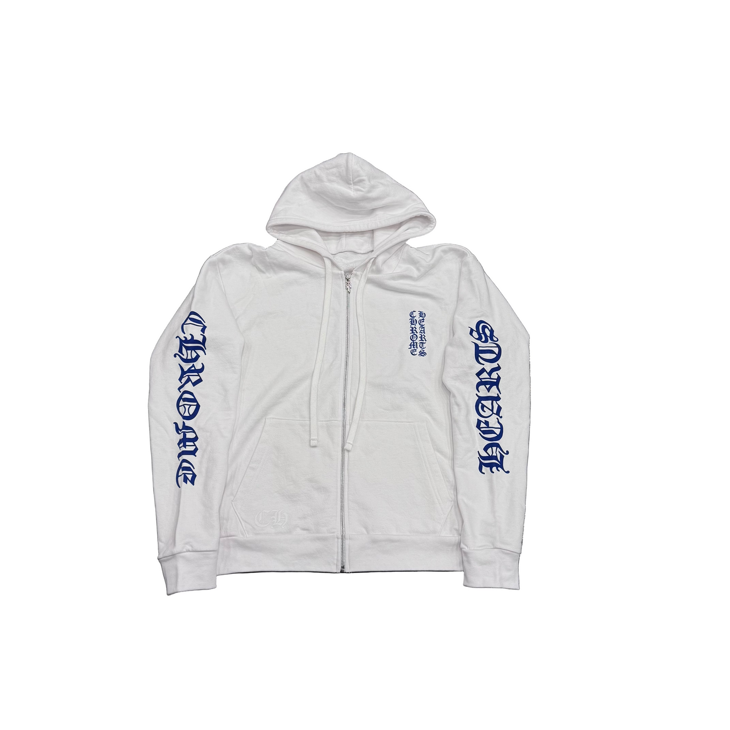 Chrome Hearts Blue Vertical Logo Zip-Up Hoodie