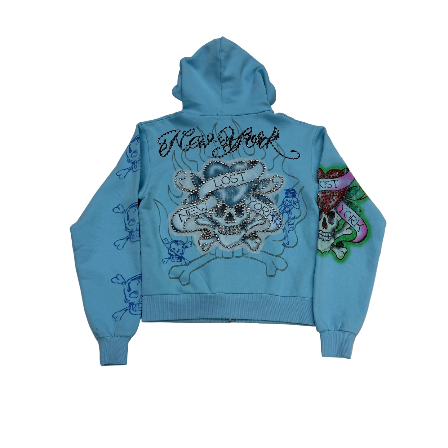 Lost Intricacy Light Blue Ed Hardy Zip Up Hoodie