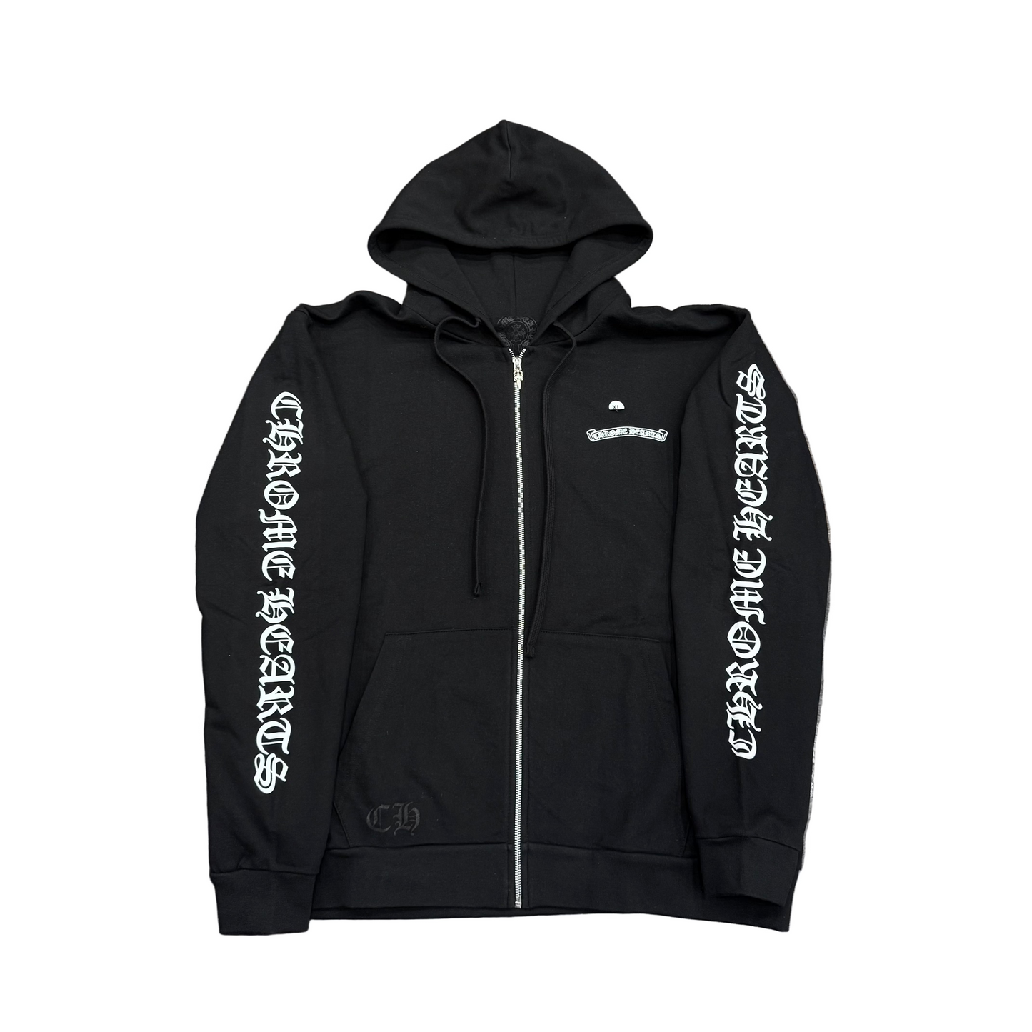 Chrome Hearts Black Scroll Zip-Up Hoodie