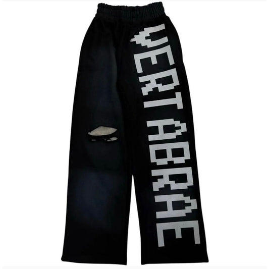 Vertabrae 'Logo' Black & White Distressed Sweats
