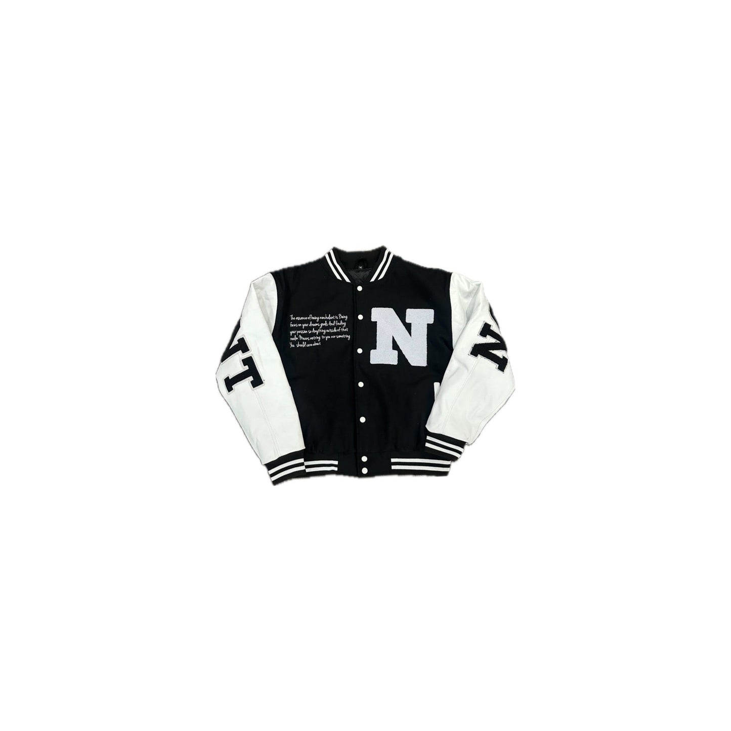 Nonchalant Varsity Jacket- Black/White
