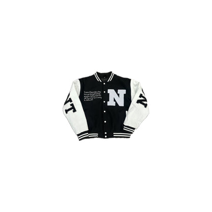 Nonchalant Varsity Jacket- Black/White