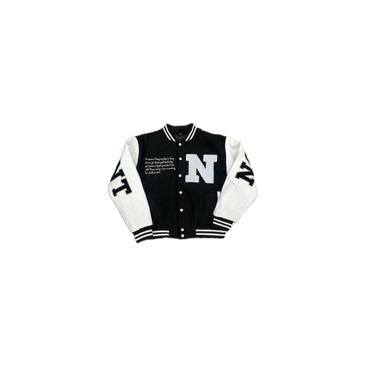 Nonchalant Varsity Jacket- Black/White
