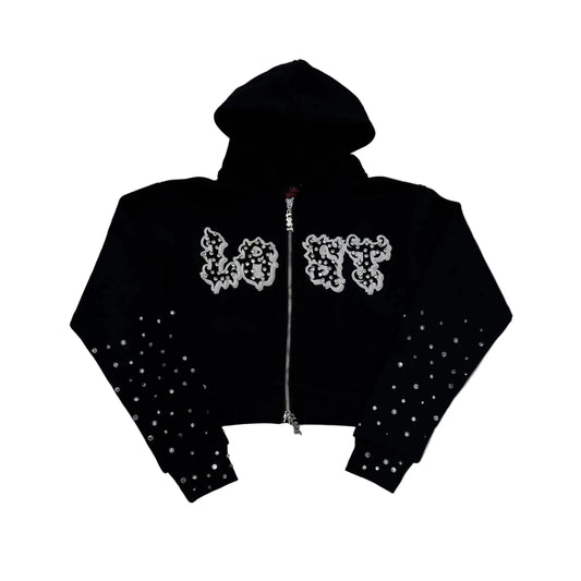 Lost Intricacy Black White Patch Womens Hoodie