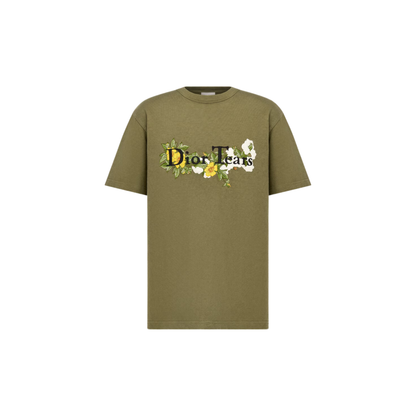 Denim Tears Relaxed-Fit Dior Tears T-Shirt Khaki Cotton Slub Jersey
